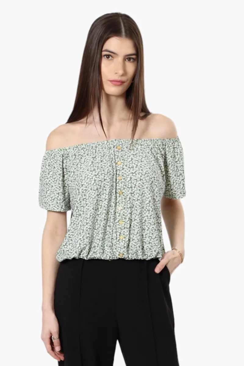 International INC Company Floral Button Down Blouse - Green sold by Fairweather