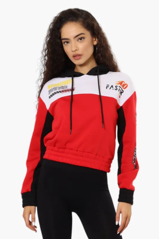 New Look Fleece Colour Block Racing Hoodie - Red sold by Fairweather