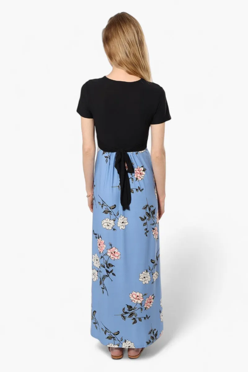 Limite Floral Crossover Maxi Dress - Blue sold by Fairweather product image thumbnail 4