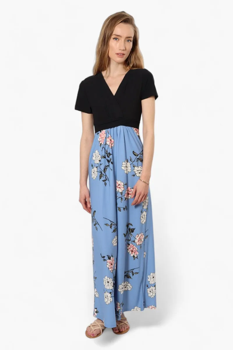 Limite Floral Crossover Maxi Dress - Blue sold by Fairweather