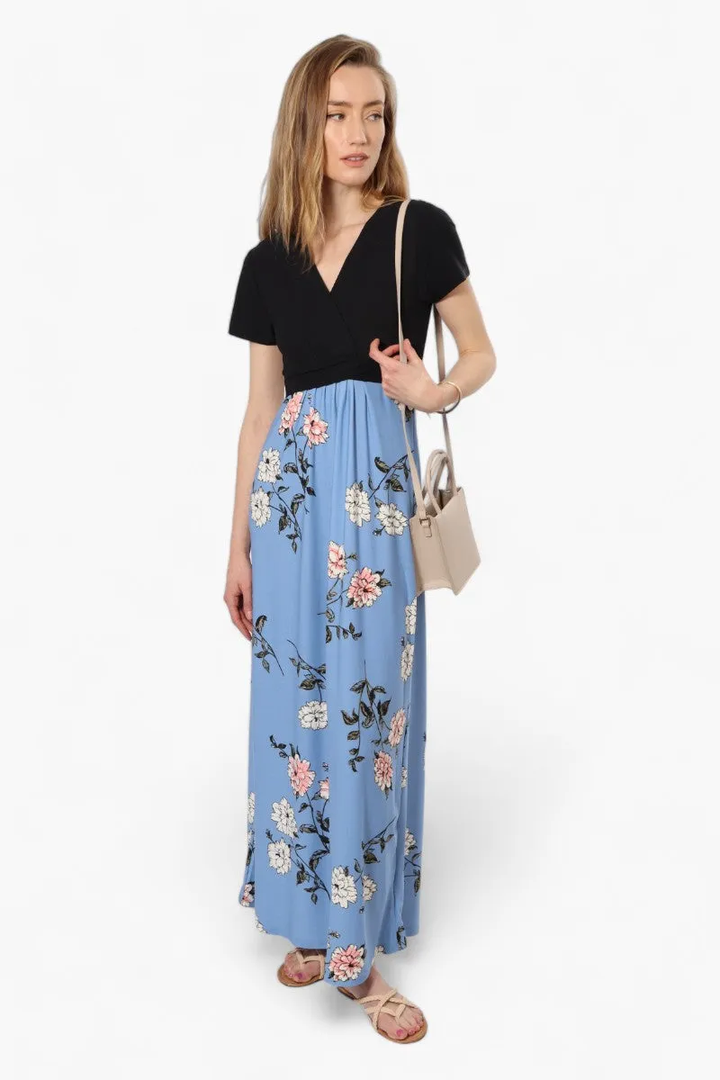 Limite Floral Crossover Maxi Dress - Blue sold by Fairweather product image thumbnail 2