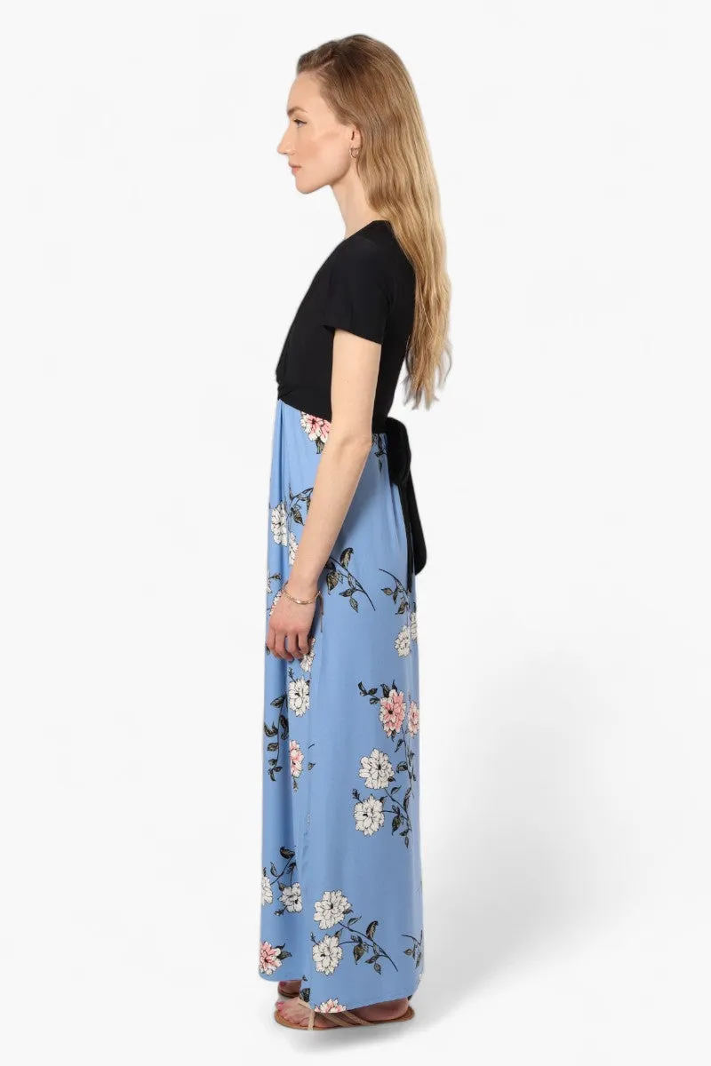 Limite Floral Crossover Maxi Dress - Blue sold by Fairweather product image thumbnail 3