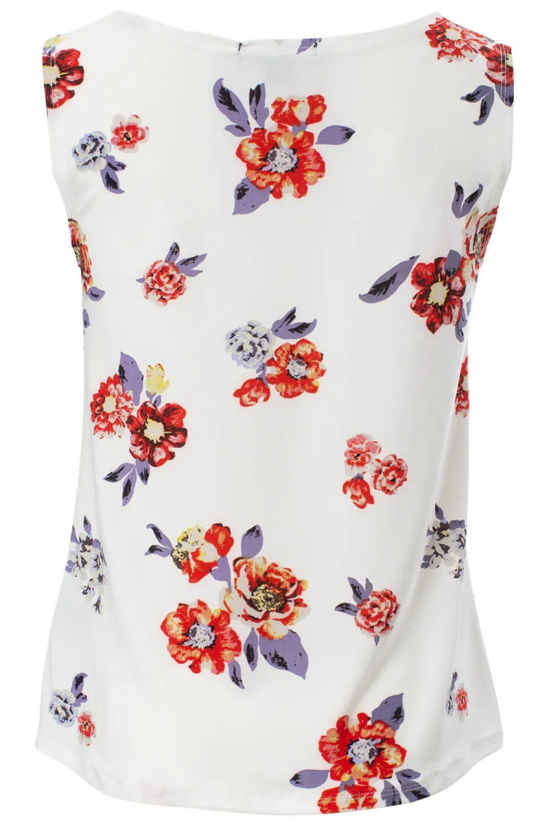 Floral Cowl Neck Tank Top - White sold by Fairweather product image thumbnail 3