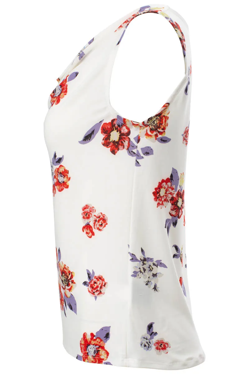 Floral Cowl Neck Tank Top - White sold by Fairweather product image thumbnail 2