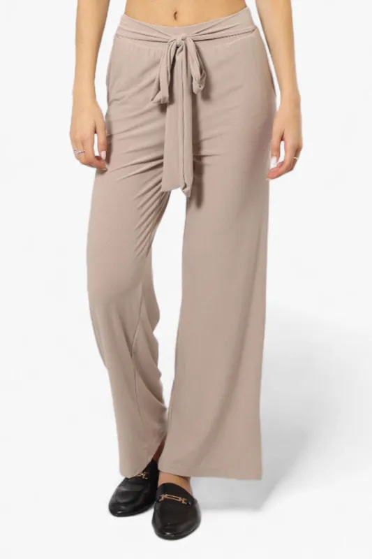 International INC Company Solid Belted Palazzo Pants - Beige sold by Fairweather