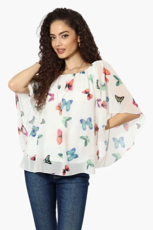 Limite Floral Flutter Necklace Top - White sold by Fairweather