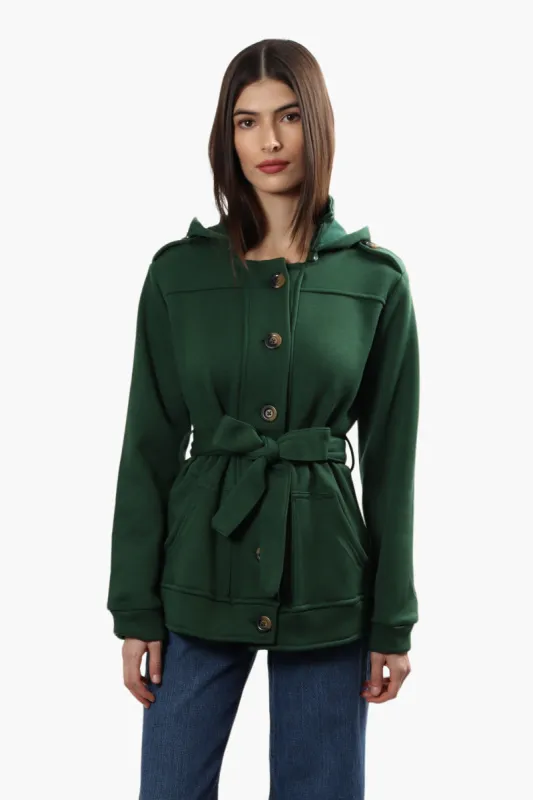 Fahrenheit Front Button Belted Lightweight Jacket - Green sold by Fairweather