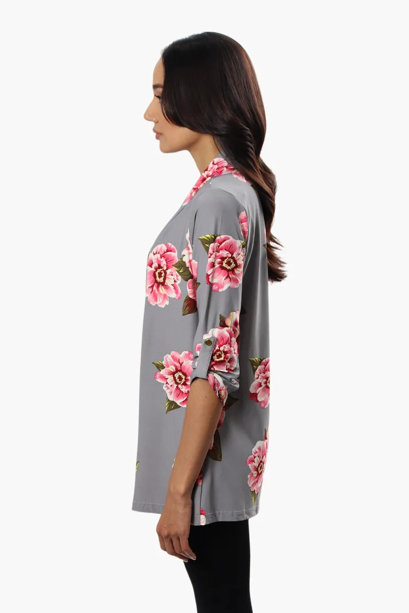 International INC Company Floral Roll Up Sleeve Cardigan - Grey sold by Fairweather product image thumbnail 3