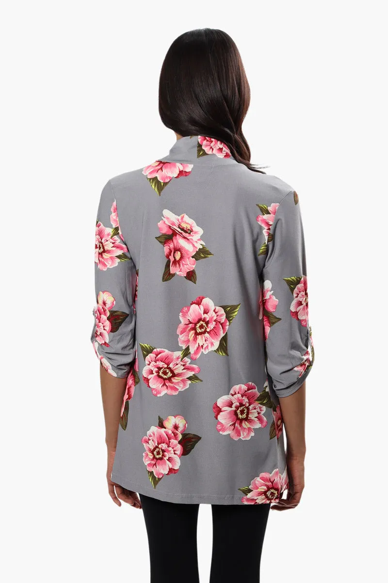 International INC Company Floral Roll Up Sleeve Cardigan - Grey sold by Fairweather product image thumbnail 4