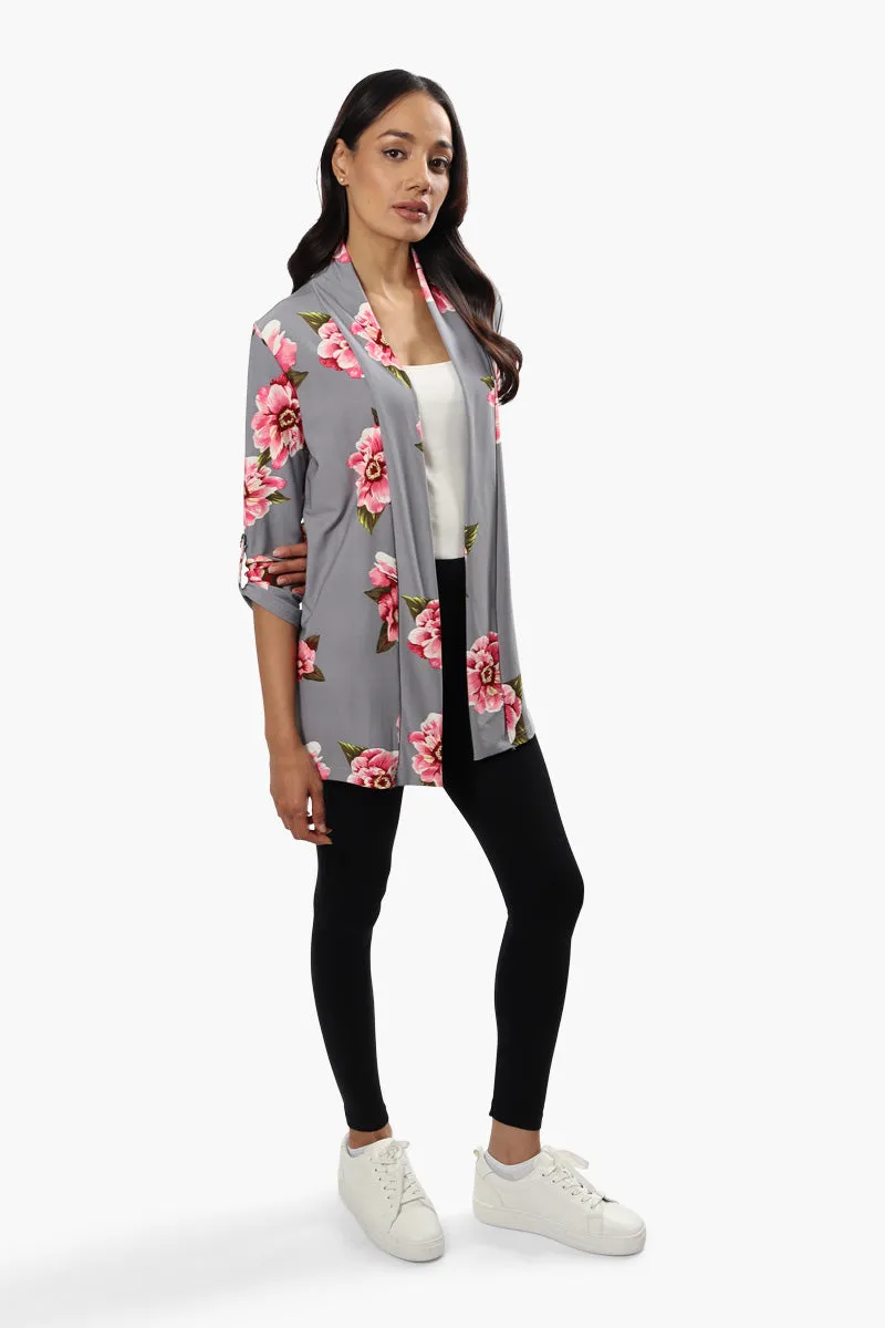 International INC Company Floral Roll Up Sleeve Cardigan - Grey sold by Fairweather product image thumbnail 2