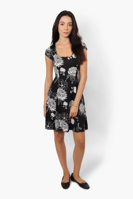 International INC Company Floral Cap Sleeve Day Dress - Black sold by Fairweather