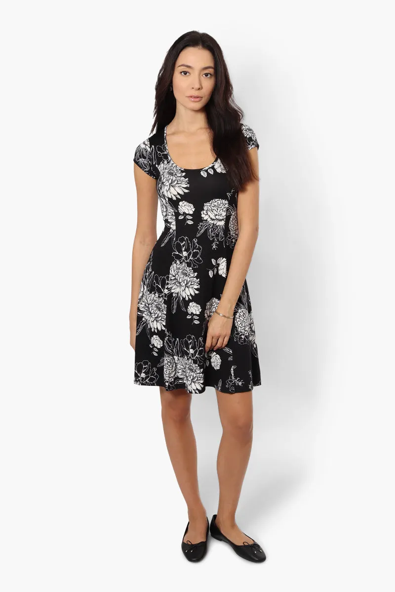 International INC Company Floral Cap Sleeve Day Dress - Black sold by Fairweather