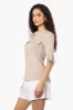Beechers Brook Solid Half Zip Roll Up Sleeve Shirt - Beige sold by Fairweather