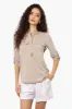 Beechers Brook Solid Half Zip Roll Up Sleeve Shirt - Beige sold by Fairweather