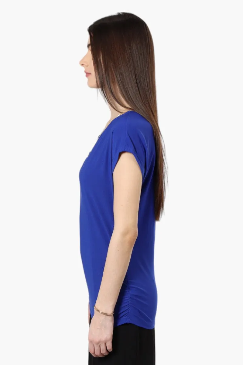 Beechers Brook Cap Sleeve Necklace Blouse - Blue sold by Fairweather product image thumbnail 3