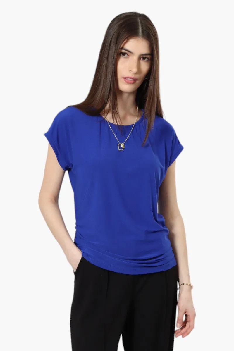 Beechers Brook Cap Sleeve Necklace Blouse - Blue sold by Fairweather