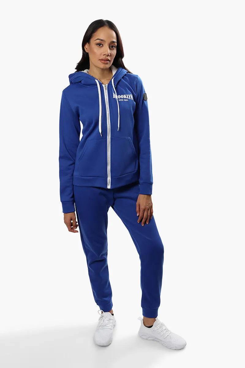 Fahrenheit Brooklyn Print Sherpa Hoodie - Blue sold by Fairweather product image thumbnail 2
