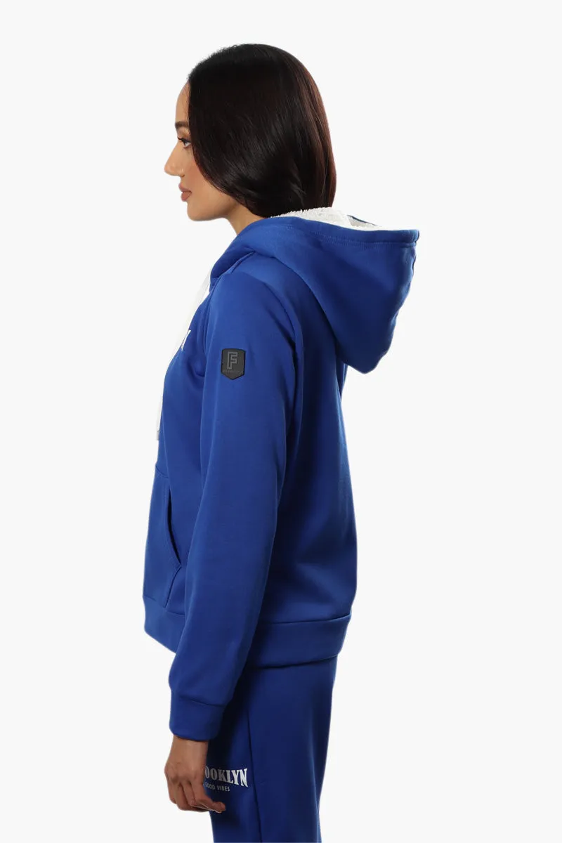 Fahrenheit Brooklyn Print Sherpa Hoodie - Blue sold by Fairweather product image thumbnail 3