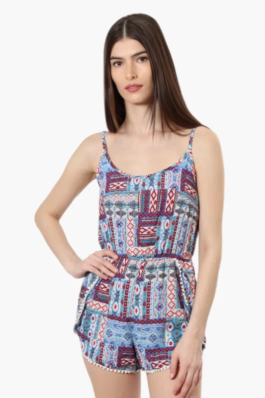 rue21 Patterned Ribbed Waist Romper - Blue sold by Fairweather
