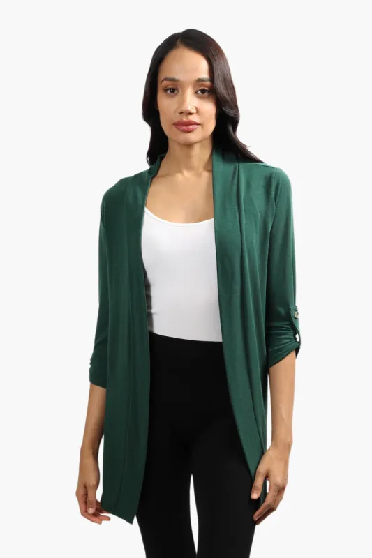 Majora Roll Up Sleeve Open Front Cardigan - Green sold by Fairweather