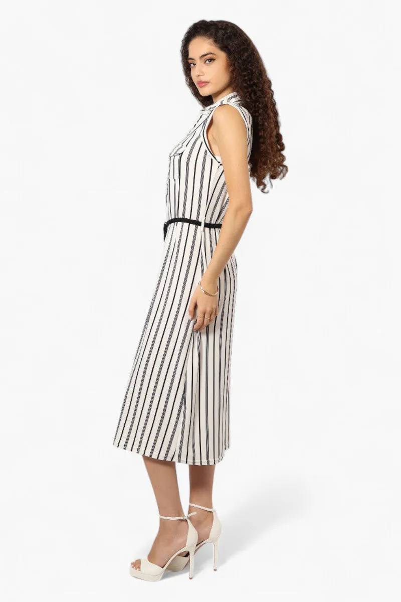 Majora Striped Belted Sleeveless Maxi Dress - White sold by Fairweather product image thumbnail 3