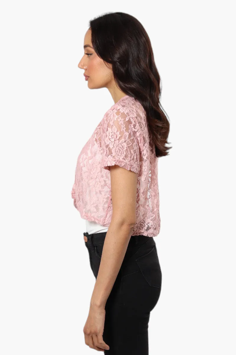 Impress Floral Lace Wrap Cardigan - Pink sold by Fairweather product image thumbnail 3