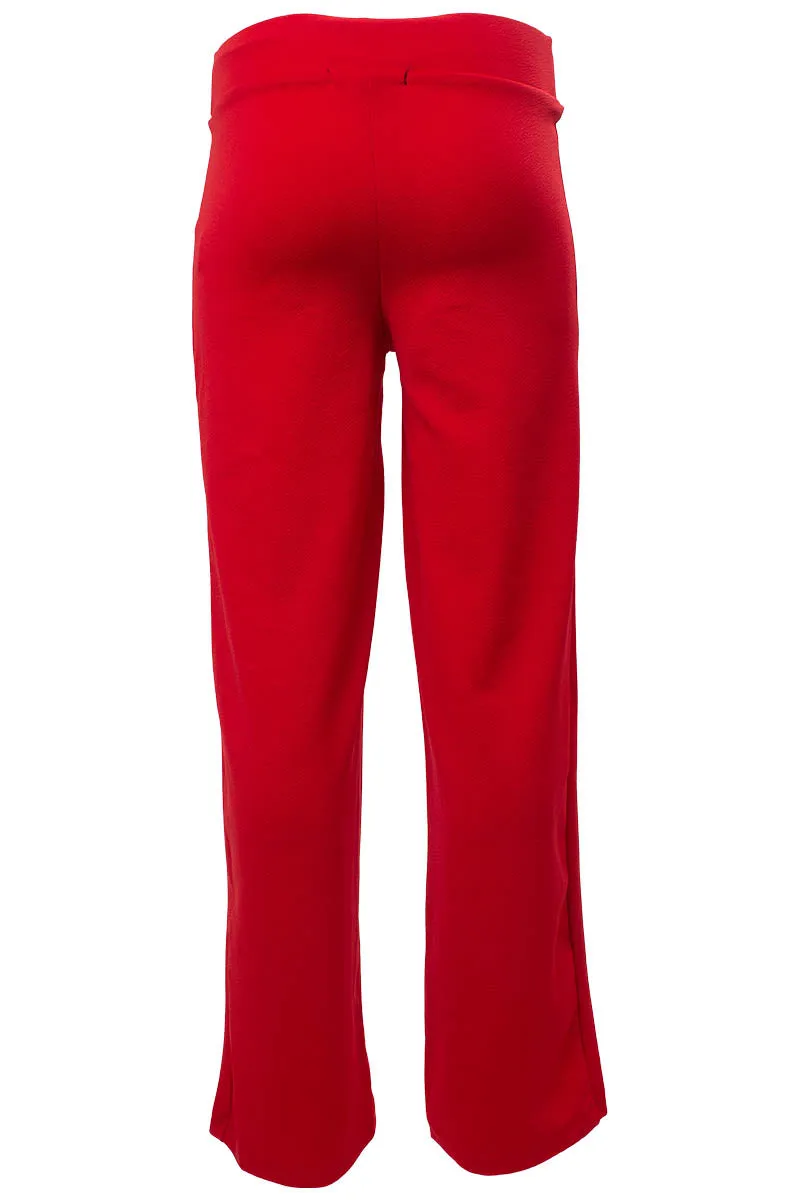 Solid Wide Leg Belted Pants - Red sold by Fairweather product image thumbnail 3