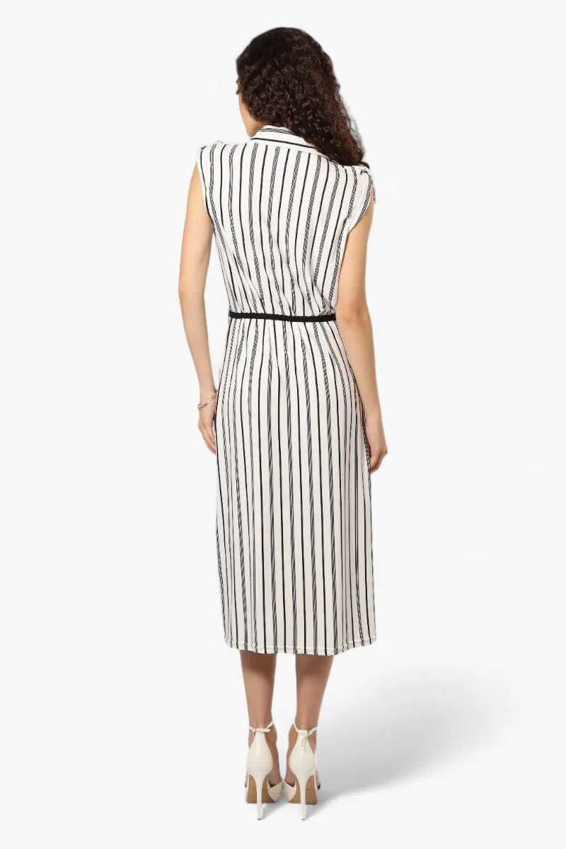 Majora Striped Belted Sleeveless Maxi Dress - White sold by Fairweather product image thumbnail 4
