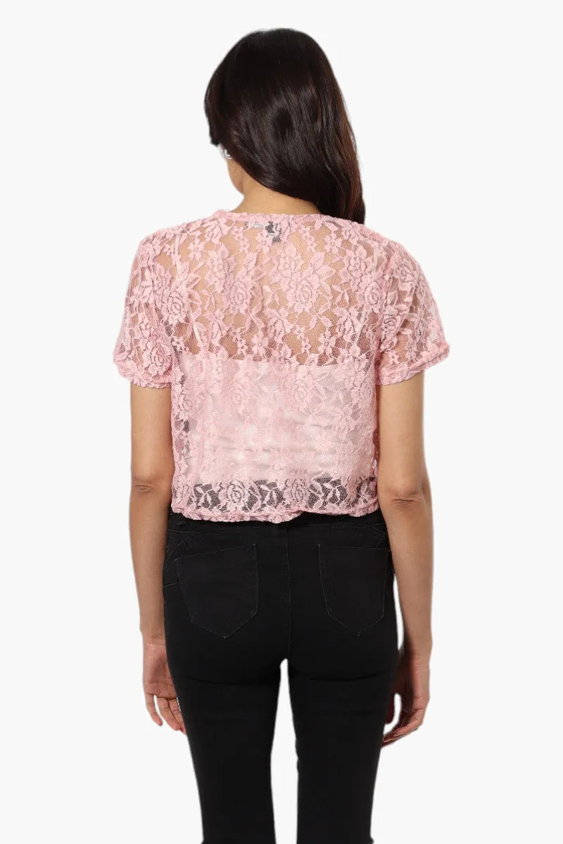 Impress Floral Lace Wrap Cardigan - Pink sold by Fairweather product image thumbnail 4