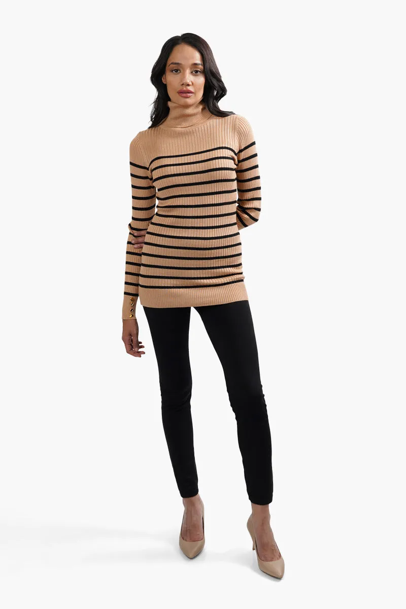 International INC Company Striped Turtleneck Pullover Sweater - Camel sold by Fairweather product image thumbnail 2
