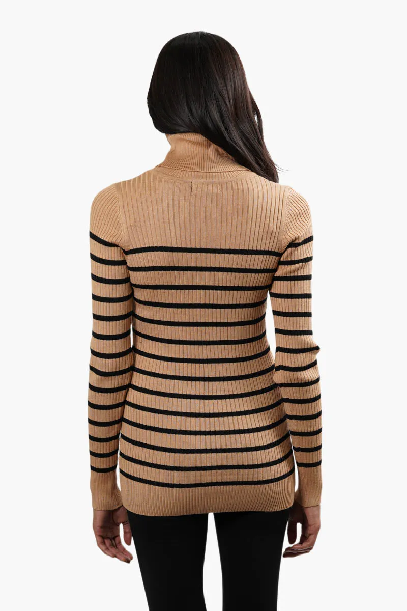 International INC Company Striped Turtleneck Pullover Sweater - Camel sold by Fairweather product image thumbnail 4
