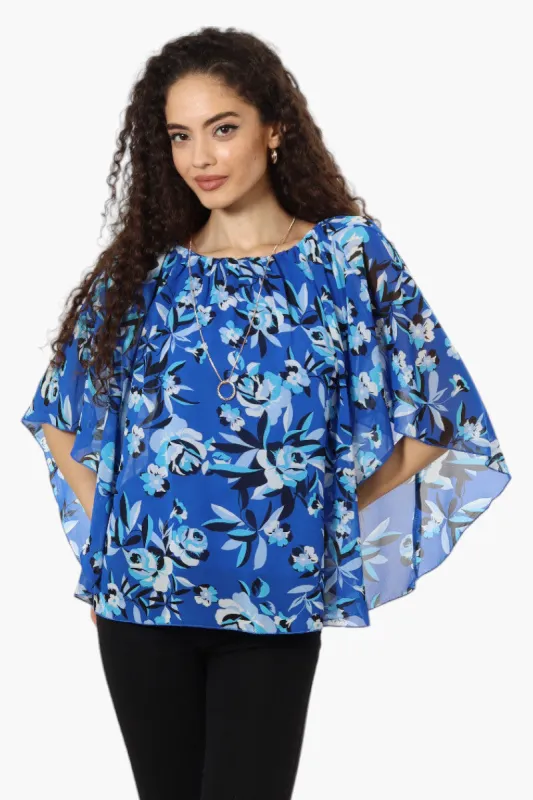 Limite Floral Flutter Necklace Blouse - Blue sold by Fairweather