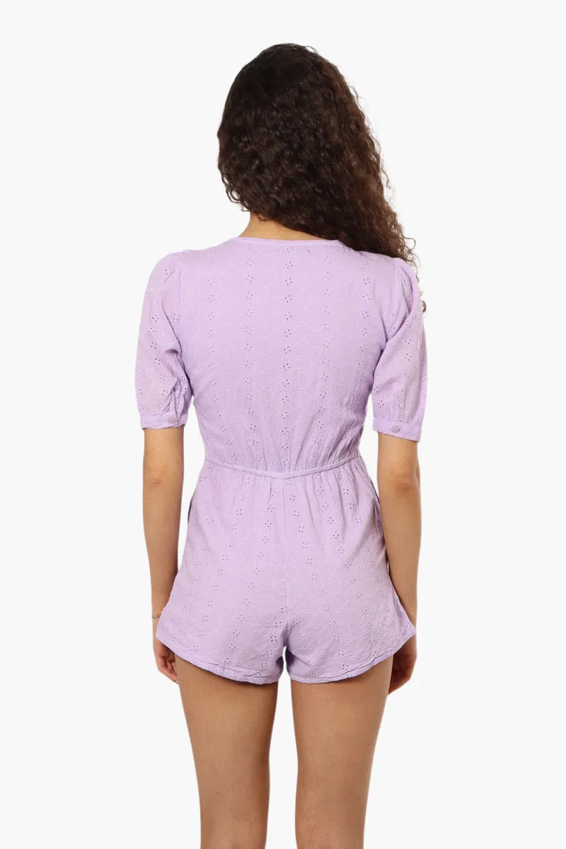 New Look Short Sleeve Button Down Romper - Lavender sold by Fairweather product image thumbnail 4