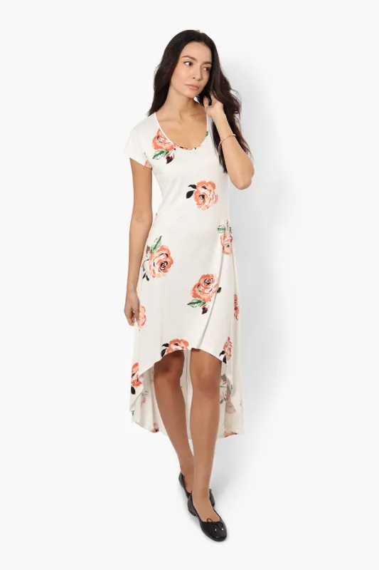 International INC Company Floral High Low Maxi Dress - White sold by Fairweather