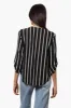 Beechers Brook Striped Roll Up Sleeve Necklace Blouse - Black sold by Fairweather