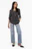 Beechers Brook Striped Roll Up Sleeve Necklace Blouse - Black sold by Fairweather