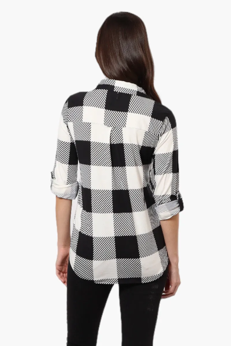 Urbanology Plaid Roll Up Sleeve Button Up Shirt - Black sold by Fairweather product image thumbnail 4