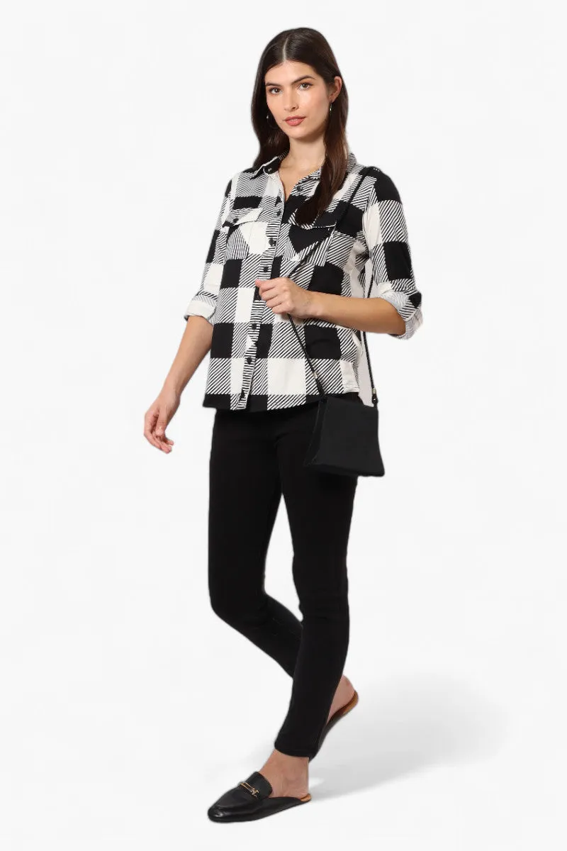 Urbanology Plaid Roll Up Sleeve Button Up Shirt - Black sold by Fairweather product image thumbnail 2