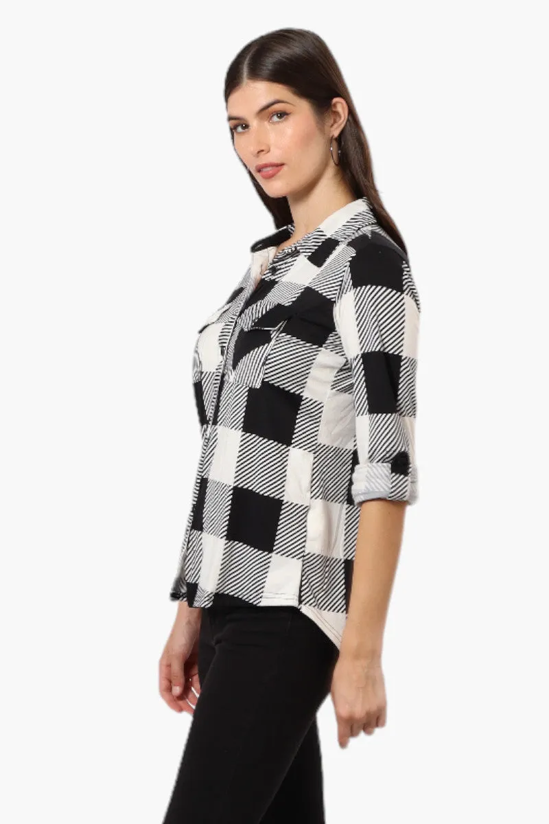 Urbanology Plaid Roll Up Sleeve Button Up Shirt - Black sold by Fairweather product image thumbnail 3