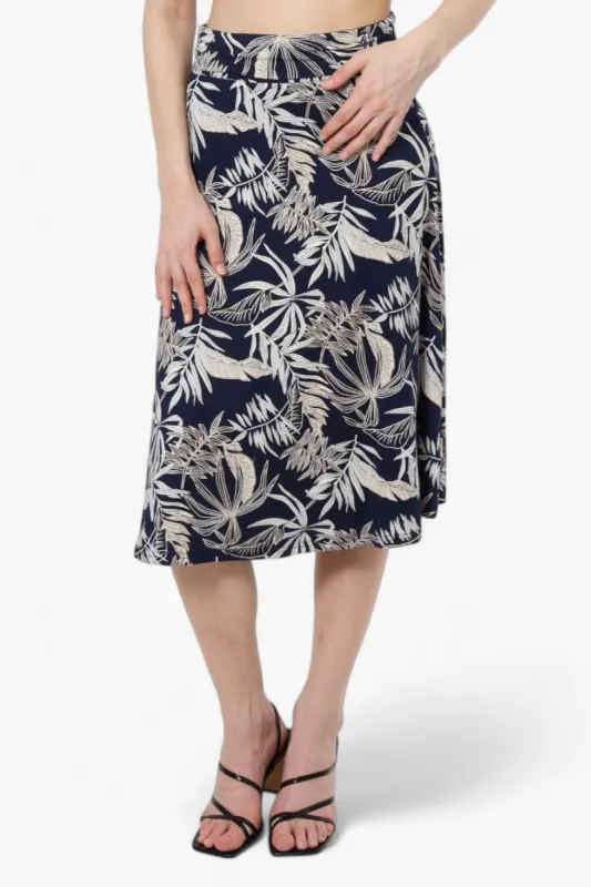 Majora Floral High Waisted Midi Skirt - Navy sold by Fairweather
