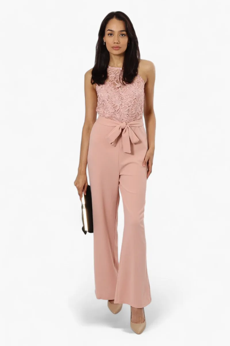Limite Belted Lace Sequin Jumpsuit - Pink sold by Fairweather product image thumbnail 2