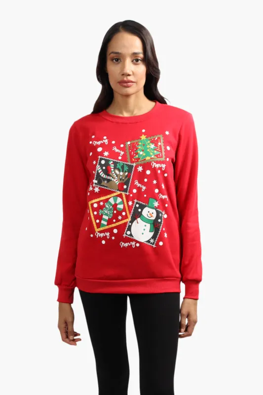 Ugly Christmas Sweater Festive Print Christmas Sweater - Red sold by Fairweather
