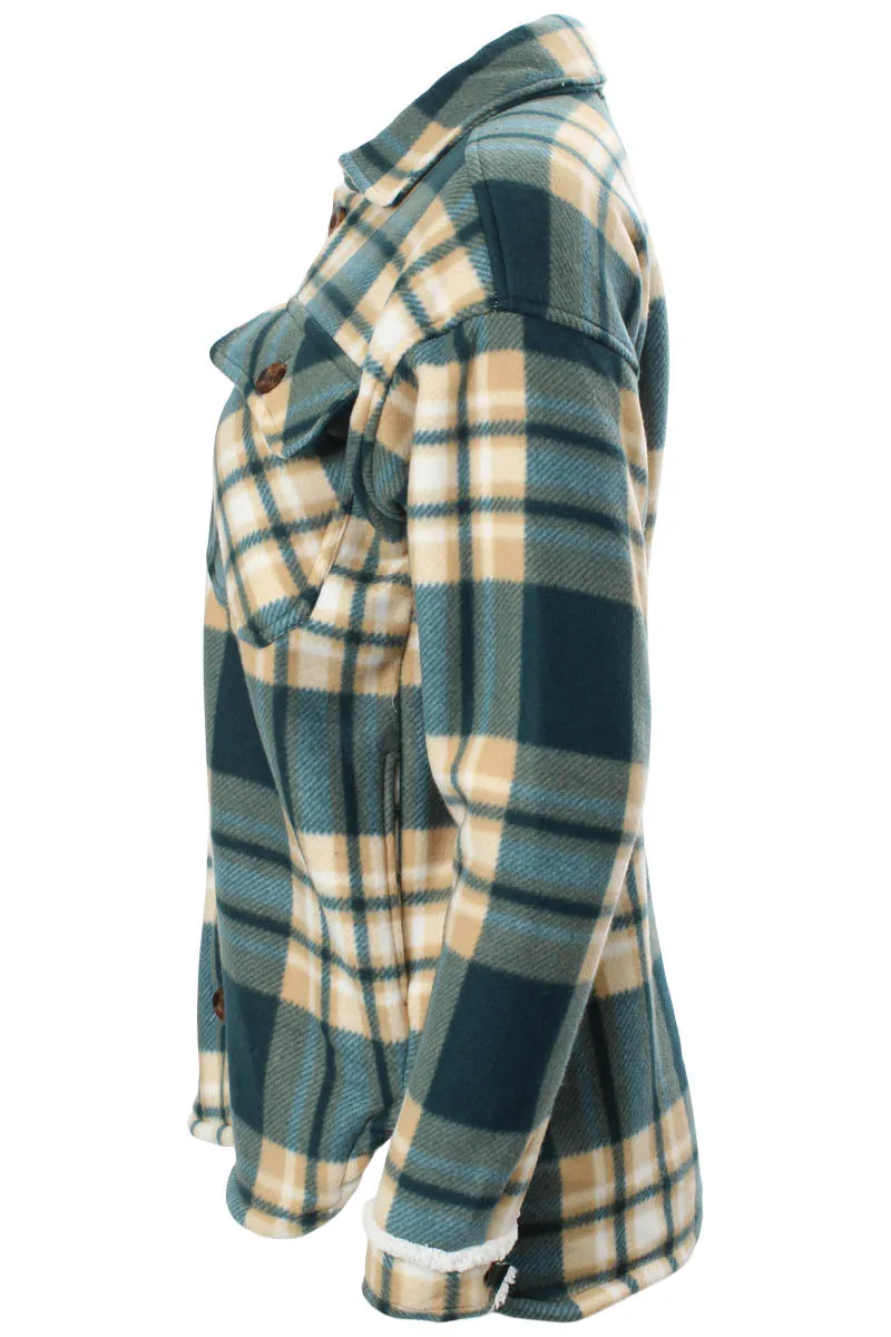 Urbanology Plaid Flap Pocket Shacket - Green sold by Fairweather product image thumbnail 2