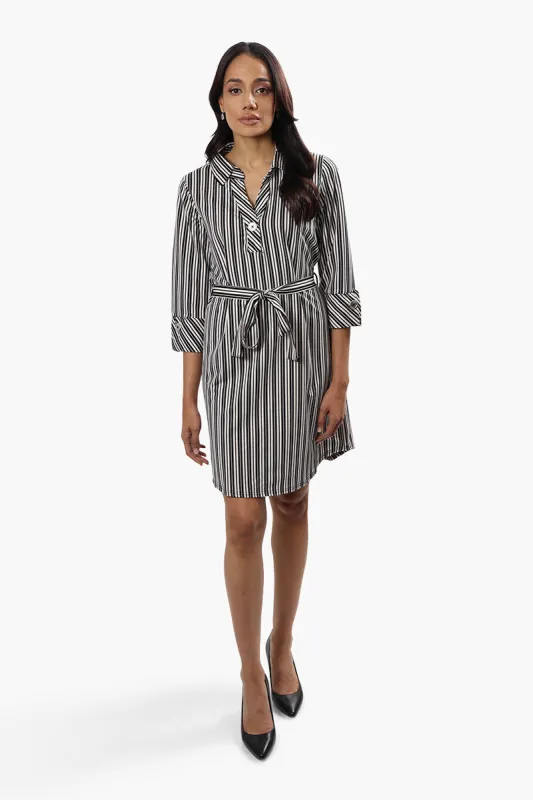 Beechers Brook Striped Belted Day Dress - White sold by Fairweather