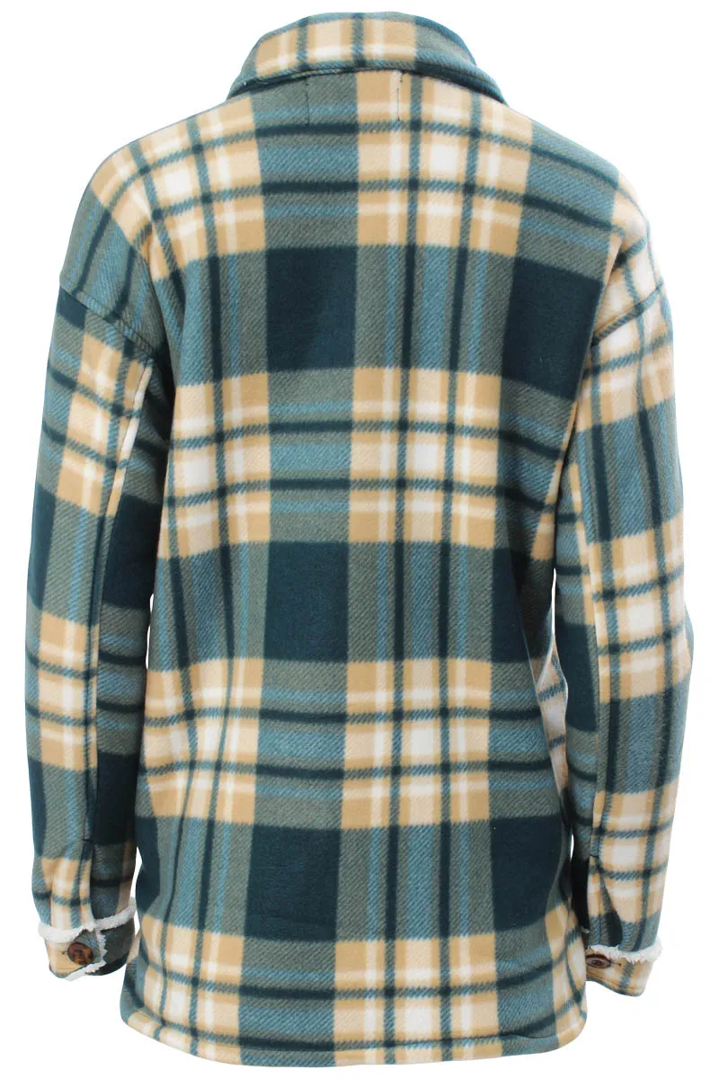 Urbanology Plaid Flap Pocket Shacket - Green sold by Fairweather product image thumbnail 3