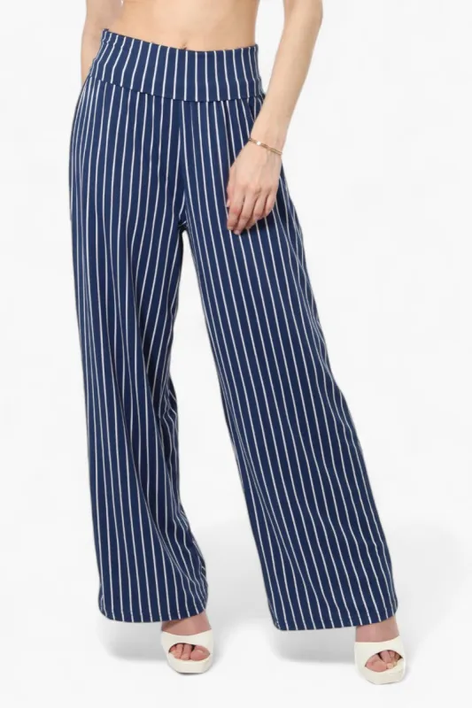 Majora Striped High Waist Palazo Pants - Blue sold by Fairweather