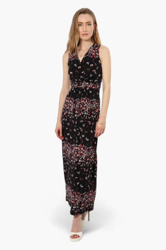 Beechers Brook Floral Sleeveless Belted Maxi Dress - Black sold by Fairweather