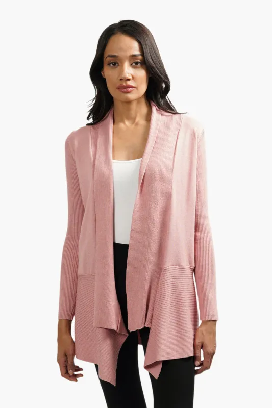 Beechers Brook Long Sleeve Ribbed Cardigan - Pink sold by Fairweather