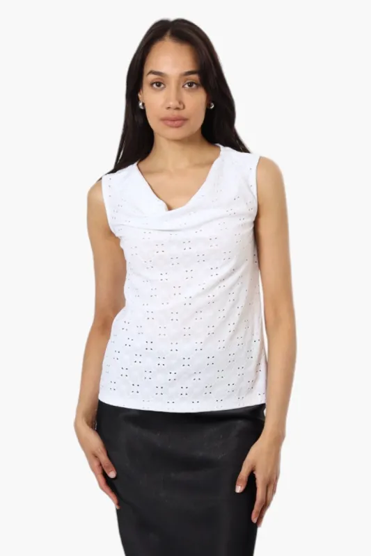 Urbanology Knit Eyelet Cowl Tank Top - White sold by Fairweather