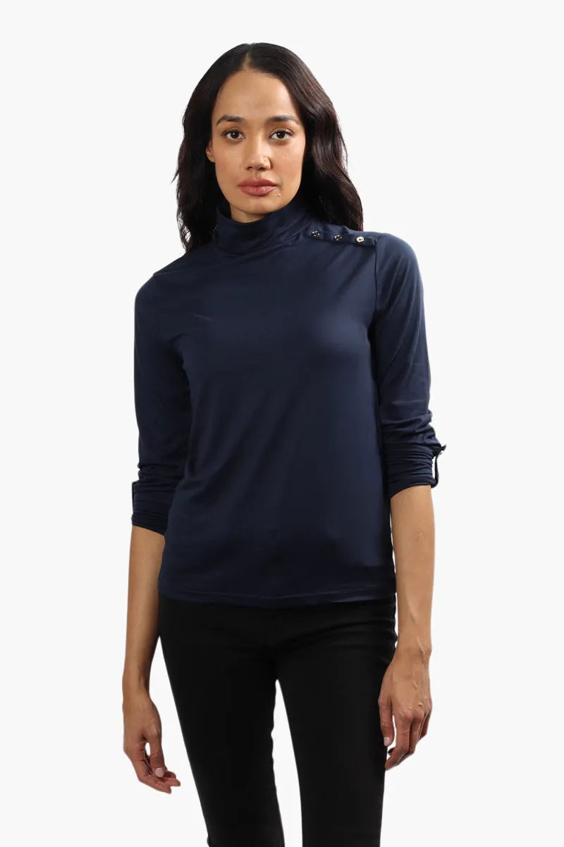 International INC Company Mock Neck Long Sleeve Top - Navy sold by Fairweather